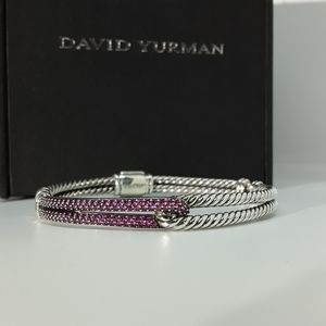 David Yurman Sterling Silver Bracelet with Pink Tourmaline Diamonds